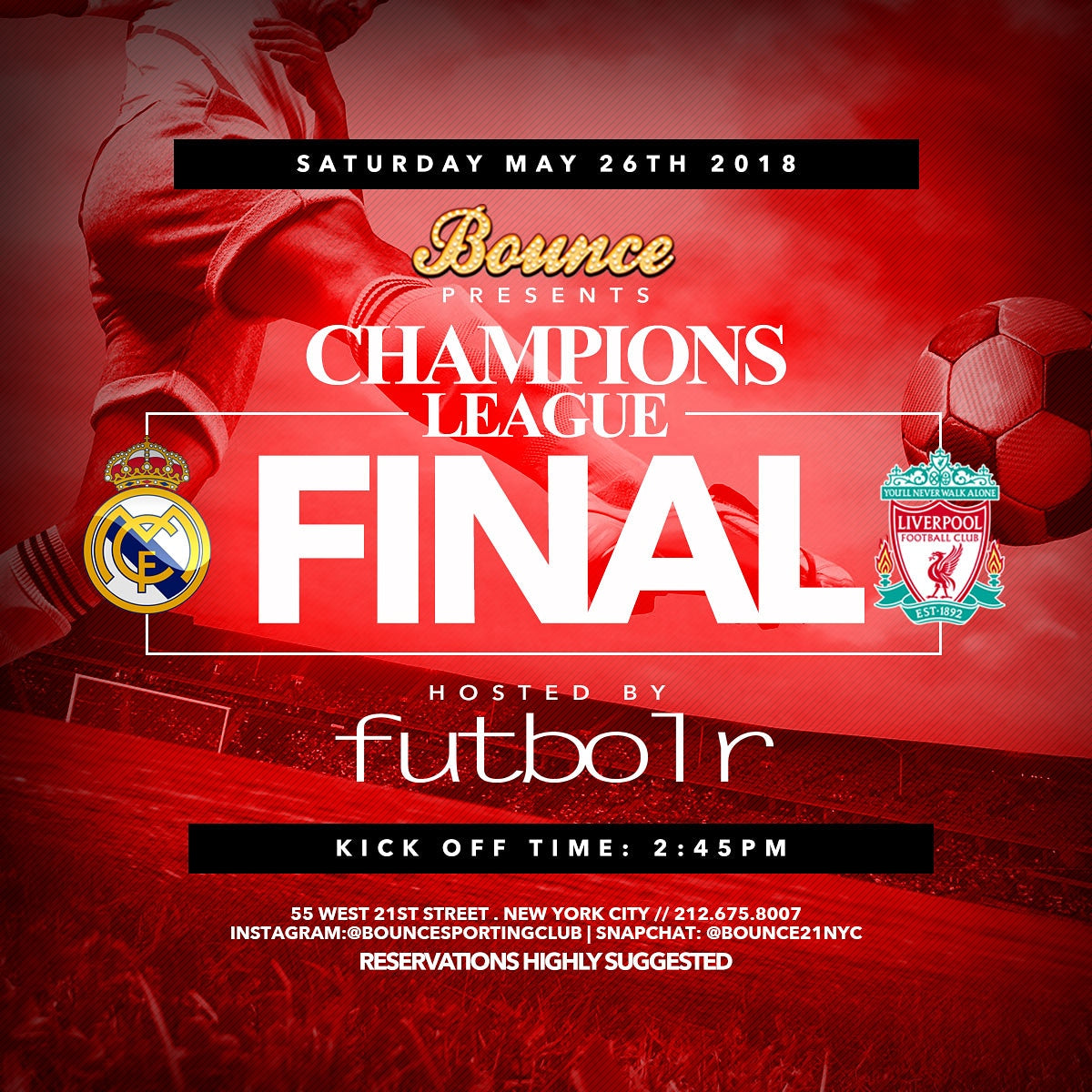 Futbolr Annual Champions League Party Sat. May 26, 2018